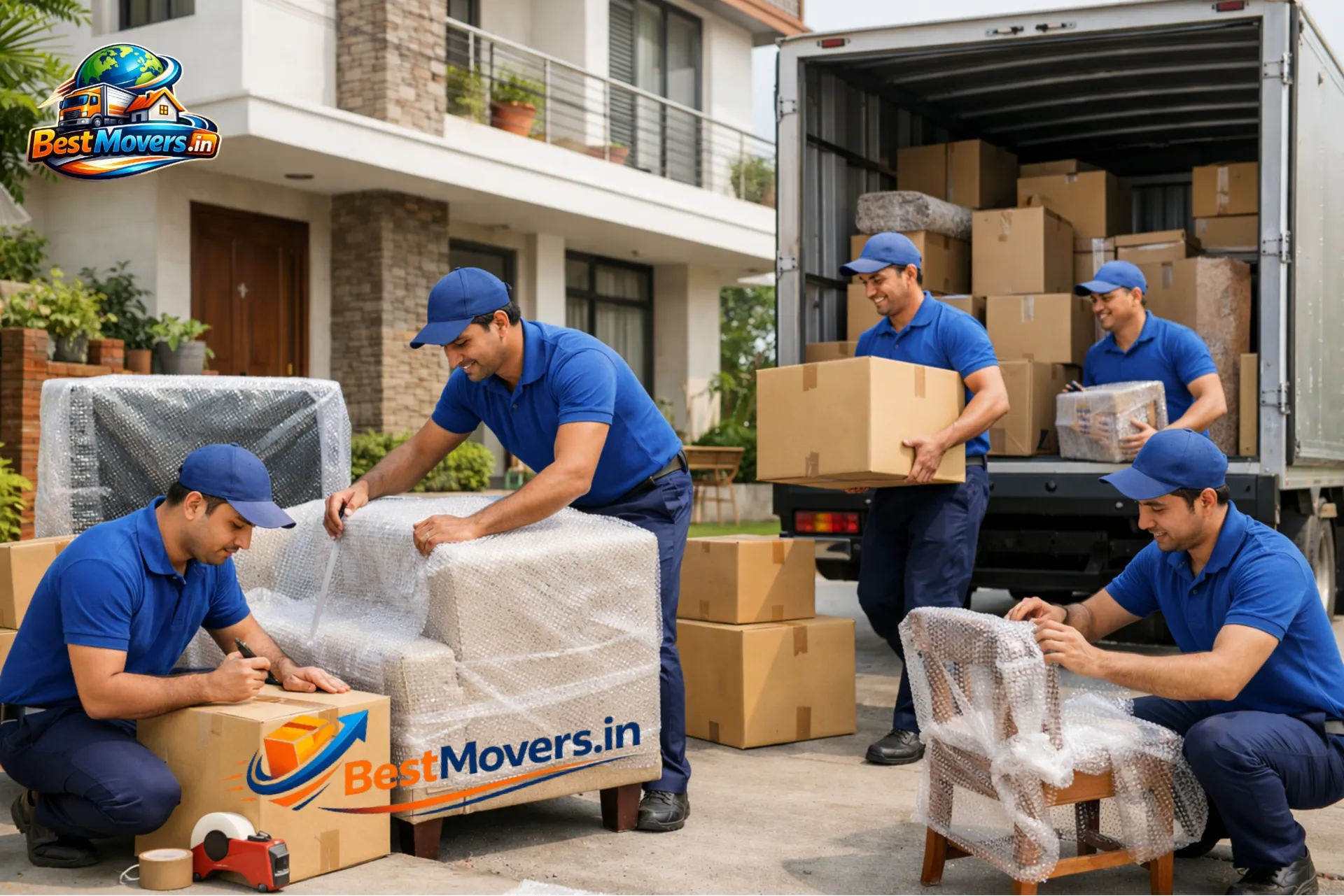 Best Packers and Movers Patna Loading and Transportation Service Best Packers and Movers in Patna loading household goods safely into transport truck for relocation service